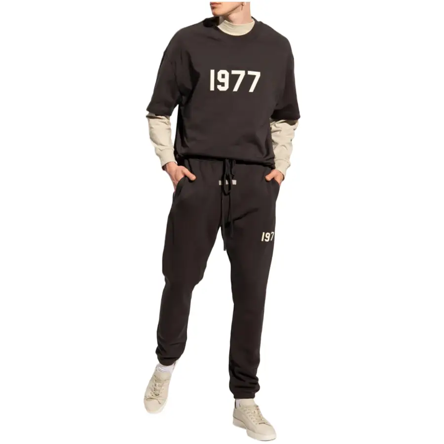 Black Essentials apparel modeled full length